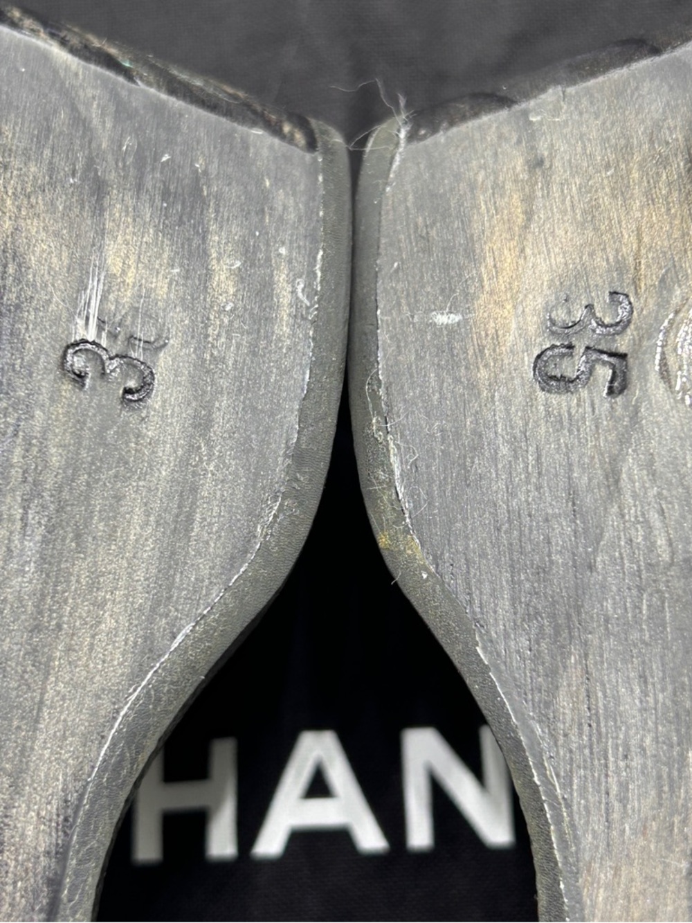 Chanel Wooden Platform Slide Sandals CC Logo Patent Leather Black Size 35 VTG - Picture 7 of 14